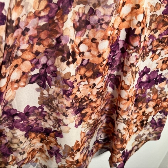 Premise Floral V-Neck Blouse Purple Orange - Picture 6 of 14